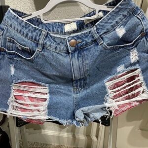 Cotton On High Flashback Distressed Denim Shorts – Pre‑Owned